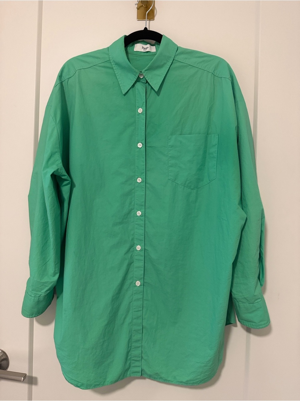 Frankie Shop Oversized Kelly Green Button-Down Long Sleeve Shirt
